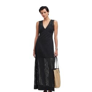 Madewell Black Eyelet Sleeveless Dress